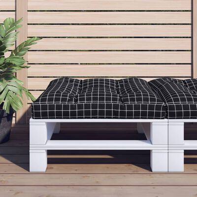 vidaXL Pallet Cushion Black Check Pattern 80x80x12 cm Fabric