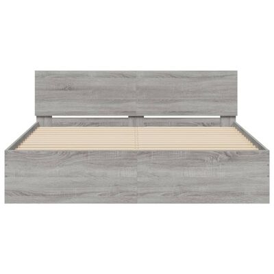 vidaXL Bed Frame with LED without Mattress Grey Sonoma 160x200 cm