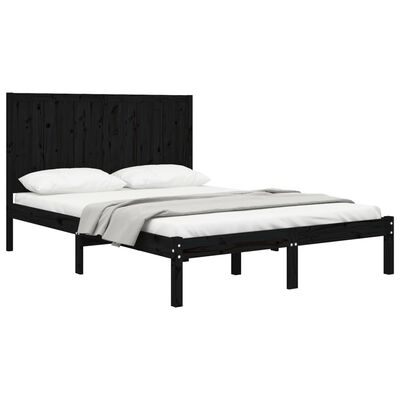 vidaXL Bed Frame without Mattress Black 140x200 cm Solid Wood Pine