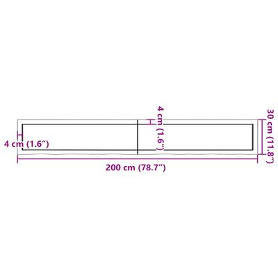 vidaXL Wall Shelf Light Brown 200x30x(2-4) cm Treated Solid Wood Oak