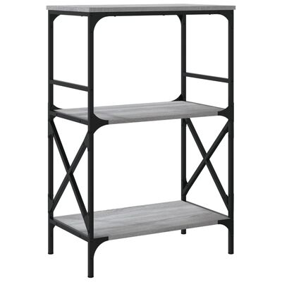 vidaXL Bookcase 3-Tier Grey Sonoma 59x35x90.5 cm Engineered Wood