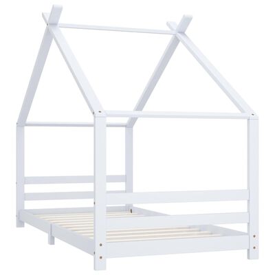 vidaXL Kids Bed Frame White Solid Pine Wood 90x200 cm