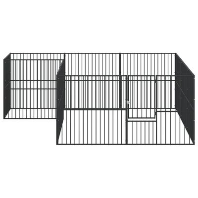 vidaXL Dog Playpen 12 Panels Black Galvanised Steel