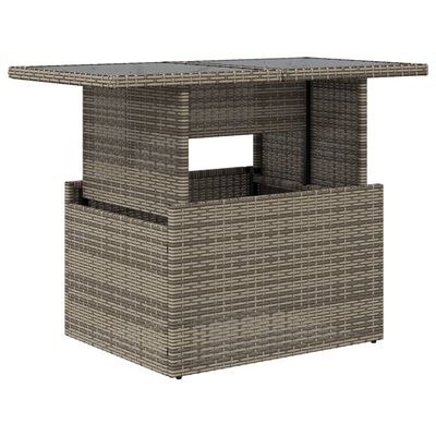 vidaXL Garden Table with Glass Top Grey 100x55x73 cm Poly Rattan