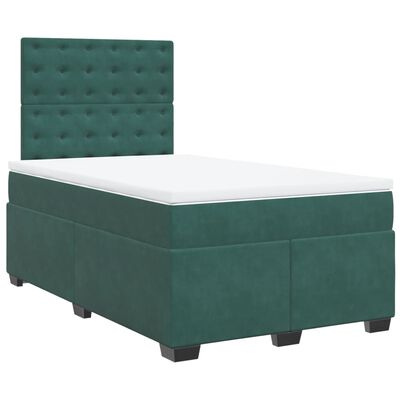 vidaXL Box Spring Bed with Mattress Dark Green 120x200 cm Velvet