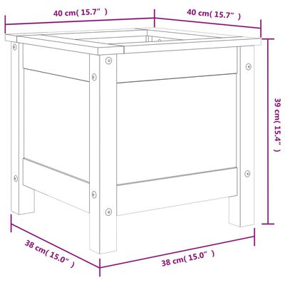 vidaXL Garden Planter White 40x40x39 cm Solid Wood Pine