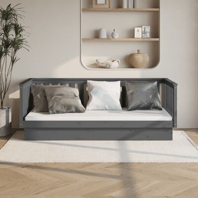 vidaXL Day Bed without Mattress Grey 90x200 cm Solid Wood Pine