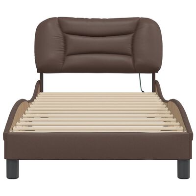 vidaXL Bed Frame with LED without Mattress Brown 90x200 cm