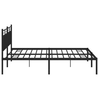 vidaXL Metal Bed Frame without Mattress with Headboard Black 183x213 cm