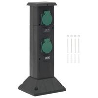 vidaXL Outdoor Socket Column 4-Way Black and Green 16x16x39.5 cm