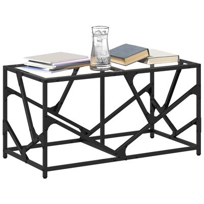 vidaXL Coffee Table with Transparent Glass Top 78.5x40x41 cm Steel