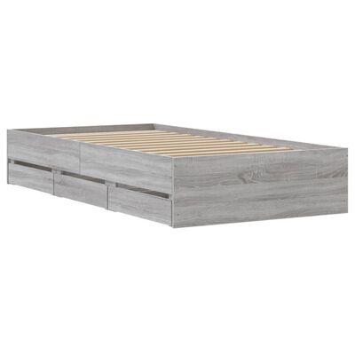 vidaXL Bed Frame with Drawers without Mattress Grey Sonoma 90x190 cm Single