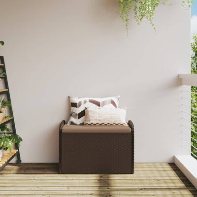 vidaXL Storage Bench with Cushion Brown 80x51x52 cm Poly Rattan