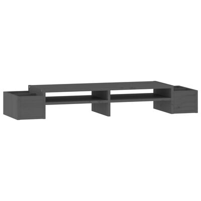 vidaXL Monitor Stand Grey 100x27.5x15 cm Solid Wood Pine