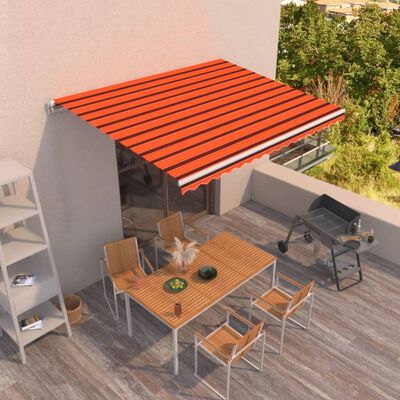 vidaXL Manual Retractable Awning 450x350 cm Orange and Brown