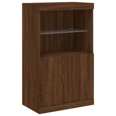 vidaXL Sideboard with LED Lights Brown Oak 181.5x37x100 cm