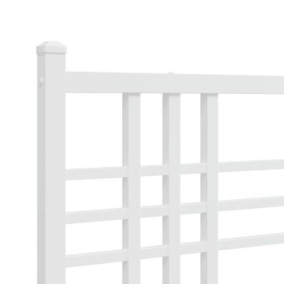 vidaXL Metal Bed Frame without Mattress with Footboard White 120x190 cm Small Double