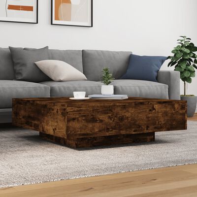 vidaXL Coffee Table with LED Lights Smoked Oak 100x100x31 cm