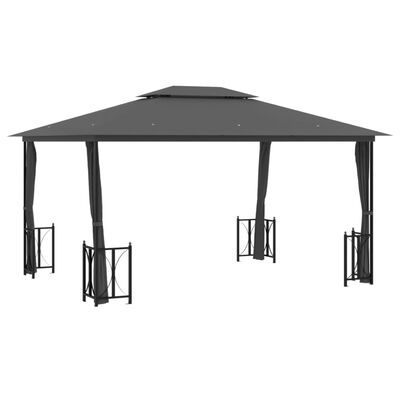 vidaXL Gazebo with Sidewalls&Double Roofs 3x4 m Anthracite