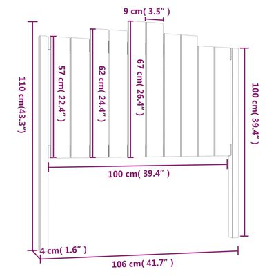 vidaXL Bed Headboard Grey 106x4x110 cm Solid Wood Pine