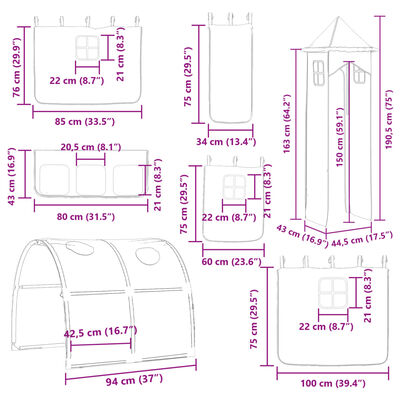 vidaXL Bunk Bed without Mattress with Slide White and Black 80x200 cm