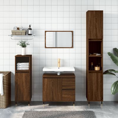 vidaXL 3 Piece Bathroom Furniture Set Brown Oak Engineered Wood