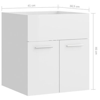 vidaXL Sink Cabinet with Built-in Basin High Gloss White Engineered Wood