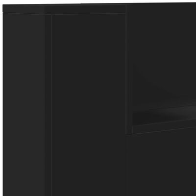 vidaXL Headboard Cabinet with LED Black 180x16.5x103.5 cm