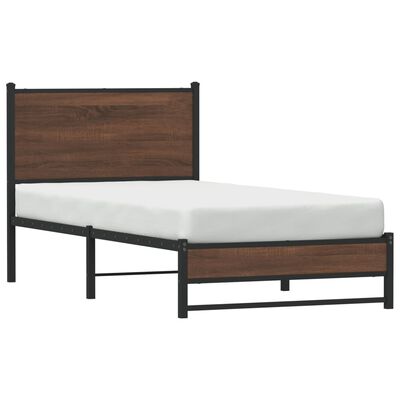 vidaXL Metal Bed Frame without Mattress Brown Oak 90x200 cm