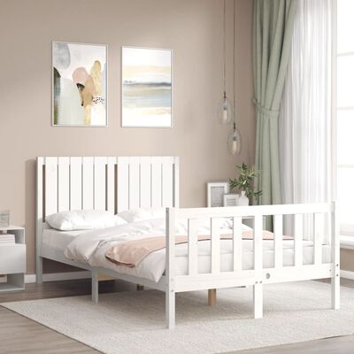 vidaXL Bed Frame without Mattress White Small Double Solid Wood Pine