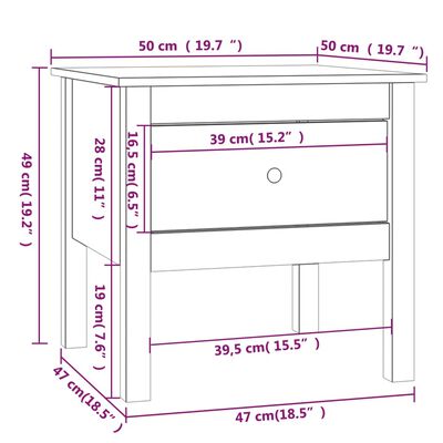 vidaXL Side Table Grey 50x50x49 cm Solid Wood Pine