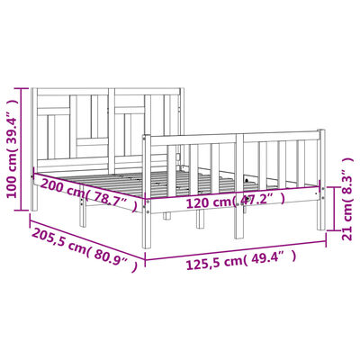 vidaXL Bed Frame without Mattress White 120x200 cm Solid Wood Pine