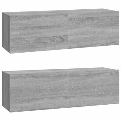 vidaXL Wall TV Cabinets 2 pcs Grey Sonoma 100x30x30 cm Engineered Wood