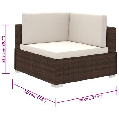 vidaXL 6 Piece Garden Lounge Set with Cushions Poly Rattan Brown