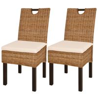 vidaXL Dining Chair 2 pcs Kubu Rattan Mango Wood