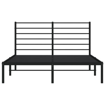 vidaXL Metal Bed Frame without Mattress with Headboard Black 135x190 cm Double