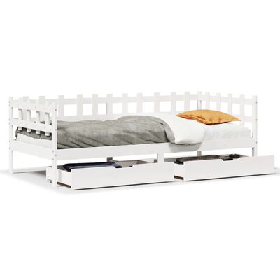 vidaXL Daybed with Drawers without Mattress White 90x200 cm Solid Wood