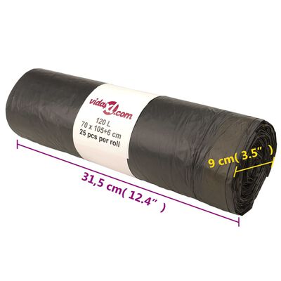 vidaXL Bin Bags with Drawstrings 250 pcs Black 120 L