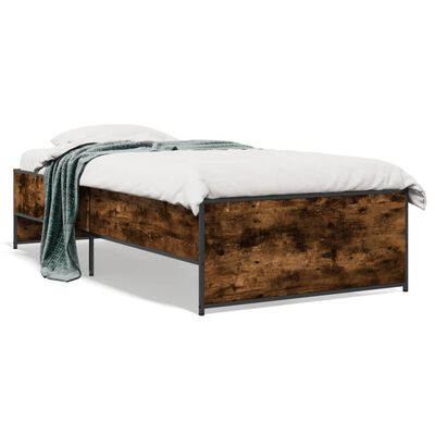 vidaXL Bed Frame without Mattress Smoked Oak 100x200 cm