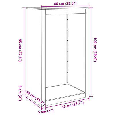 vidaXL Firewood Rack Black 60x40x100 cm Steel