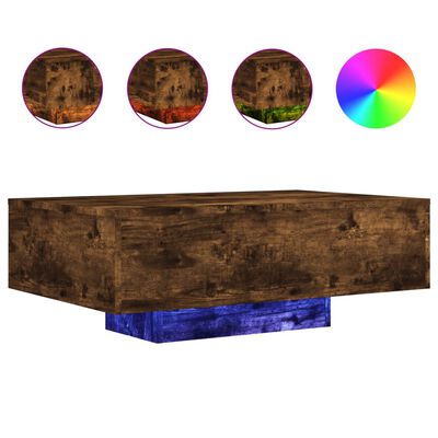 vidaXL Coffee Table with LED Lights Smoked Oak 85x55x31 cm