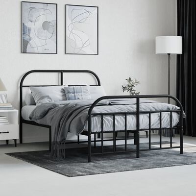 vidaXL Metal Bed Frame without Mattress with Footboard Black 120x200 cm