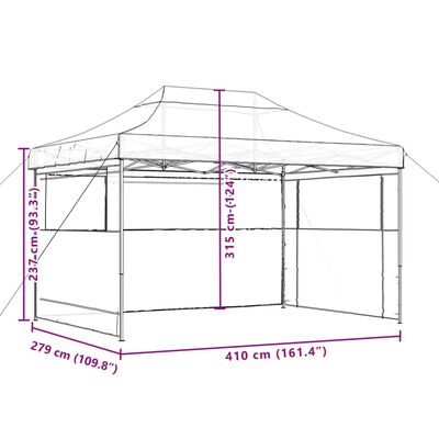 vidaXL Foldable Party Tent Pop-Up with 3 Sidewalls Taupe