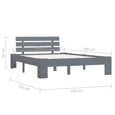 vidaXL Bed Frame without Mattress Grey Solid Pine Wood 140x200 cm