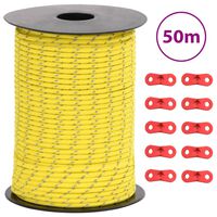 vidaXL Tent Guy Rope with Reflective Strips and Spanners 50 m 3 mm