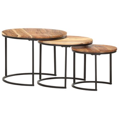 vidaXL Nesting Tables 3 pcs Solid Acacia Wood