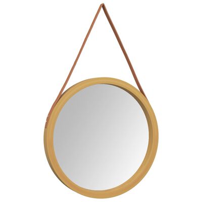 vidaXL Wall Mirror with Strap Gold Ø 55 cm