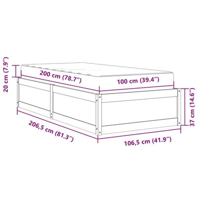 vidaXL Bed with Mattress 100x200 cm Solid Wood Pine