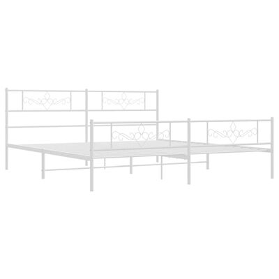 vidaXL Metal Bed Frame without Mattress with Footboard White 183x213 cm