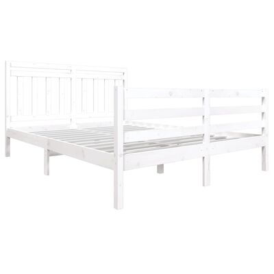 vidaXL Bed Frame without Mattress White Solid Wood 160x200 cm (810441+814105)